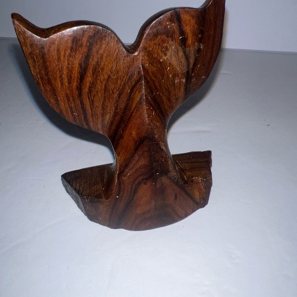 Hand Carved Ironwood Dolphin Figure Whale Tale Brown Wood Ocean Mammal 3x3.5” - Picture 3 of 6